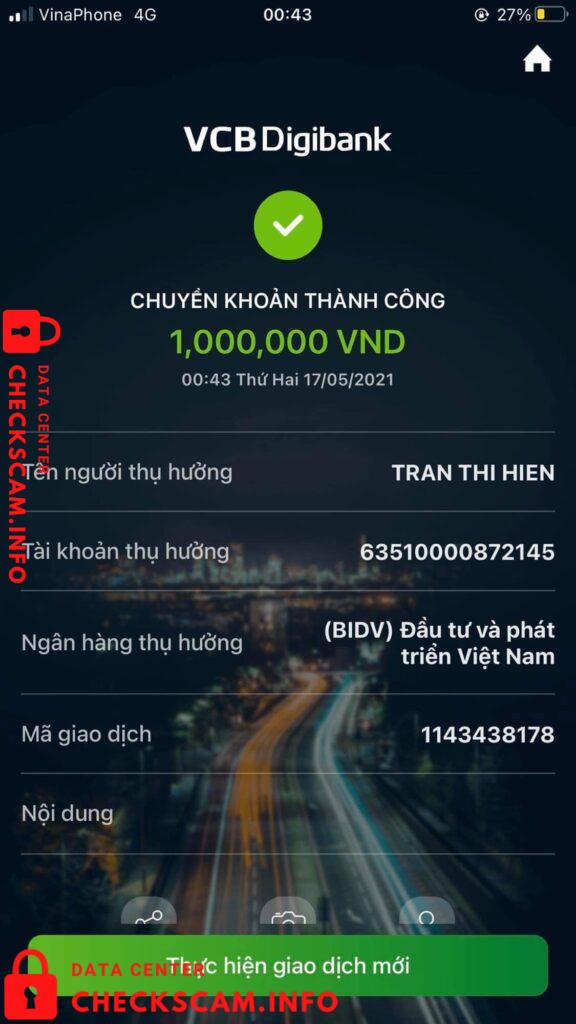 Evidência contra Tran Thi Hiên