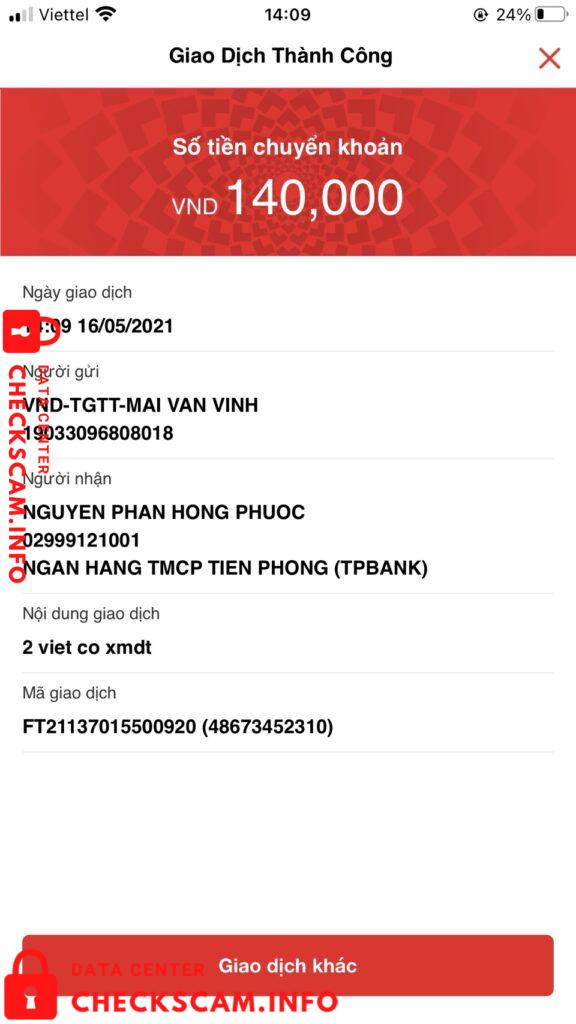 Evidência contra Nguyễn Phan Hồng Phước