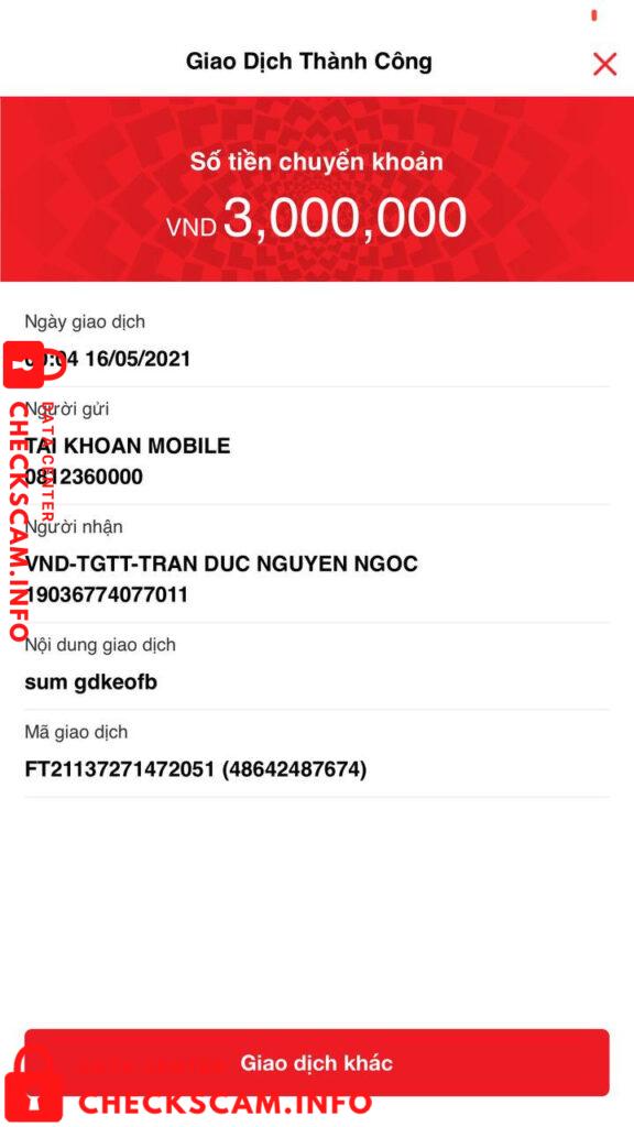Evidência contra Tran Duc Nguyen Ngoc