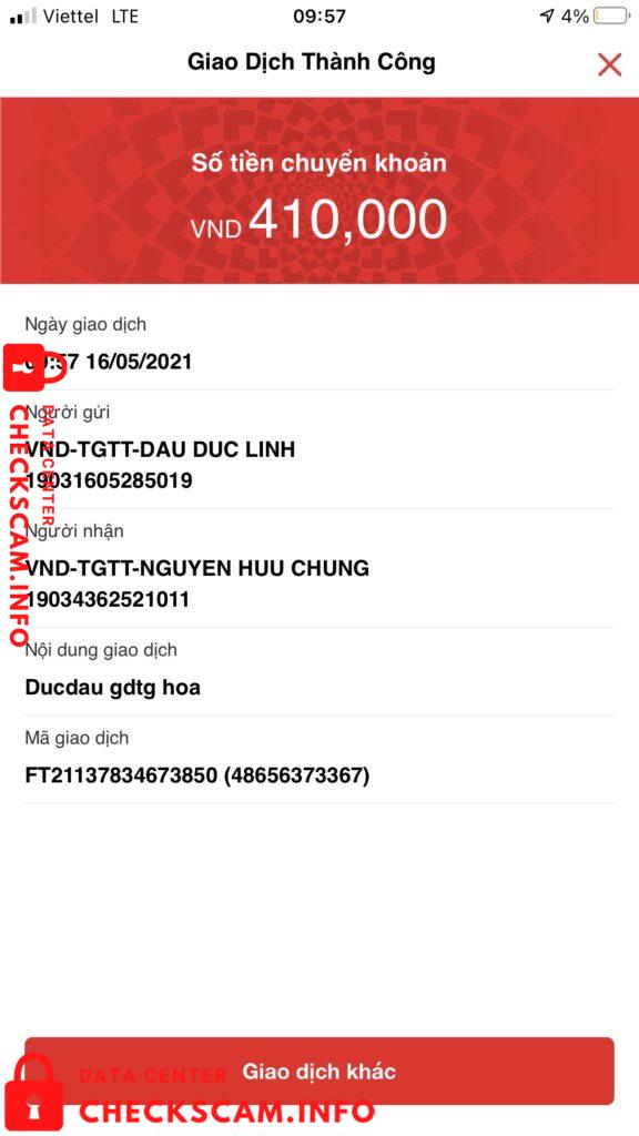 Evidência contra Nguyen Huu Chung
