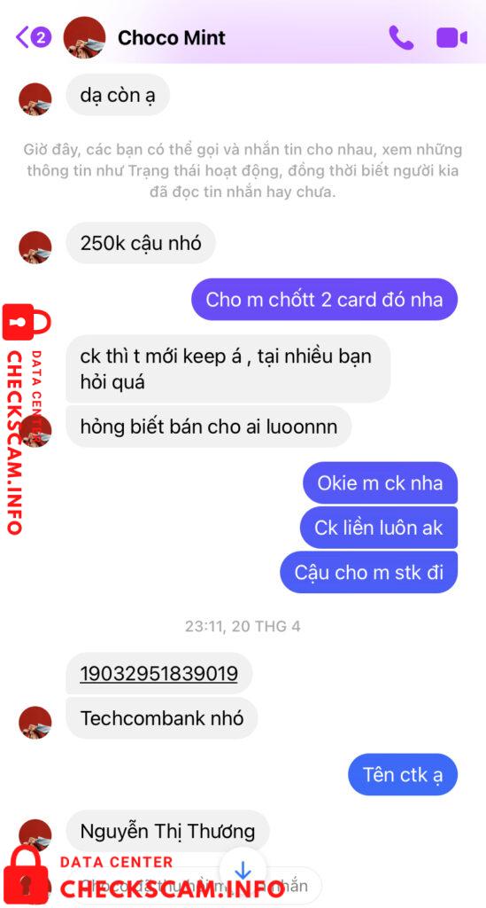 Evidência contra Nguyen Thi Thuong