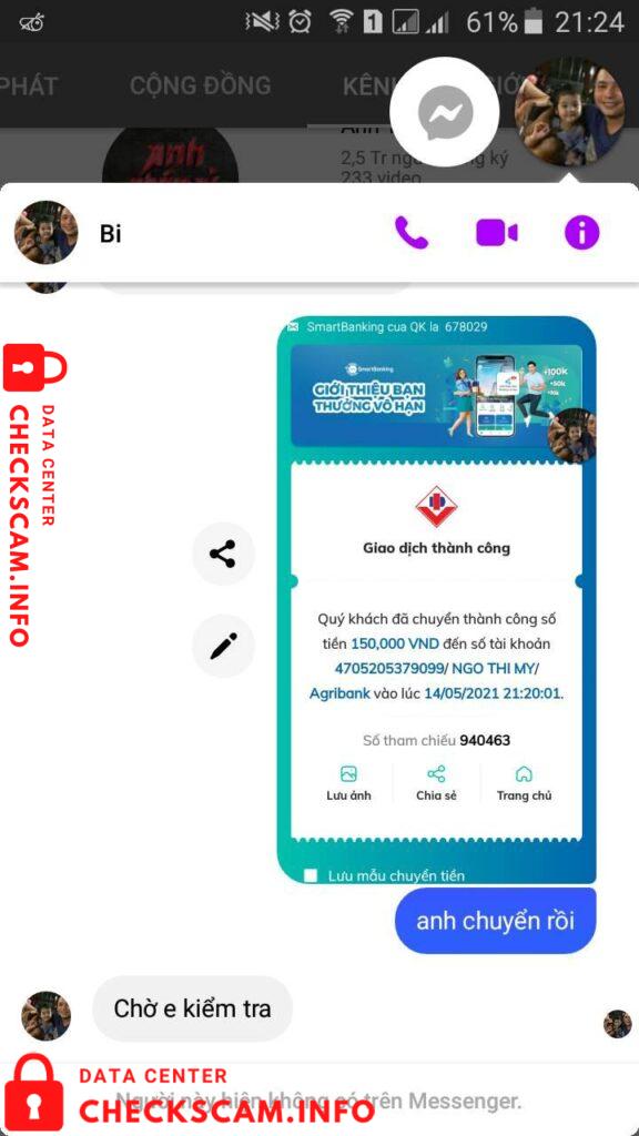Evidência contra Ngo Thi My