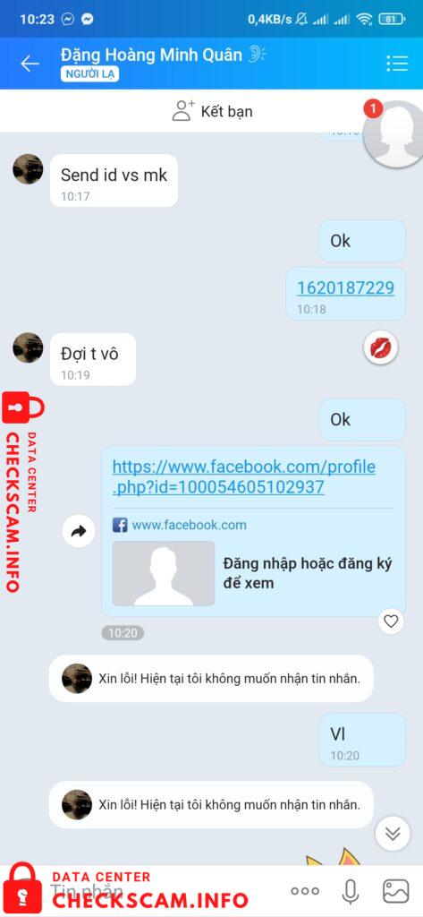 Evidência contra Dang Hoang Minh Quan