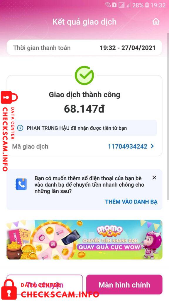 Evidência contra Phan Trung Hậu