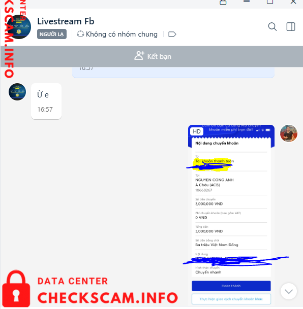 Evidência contra Nguyễn Công Anh