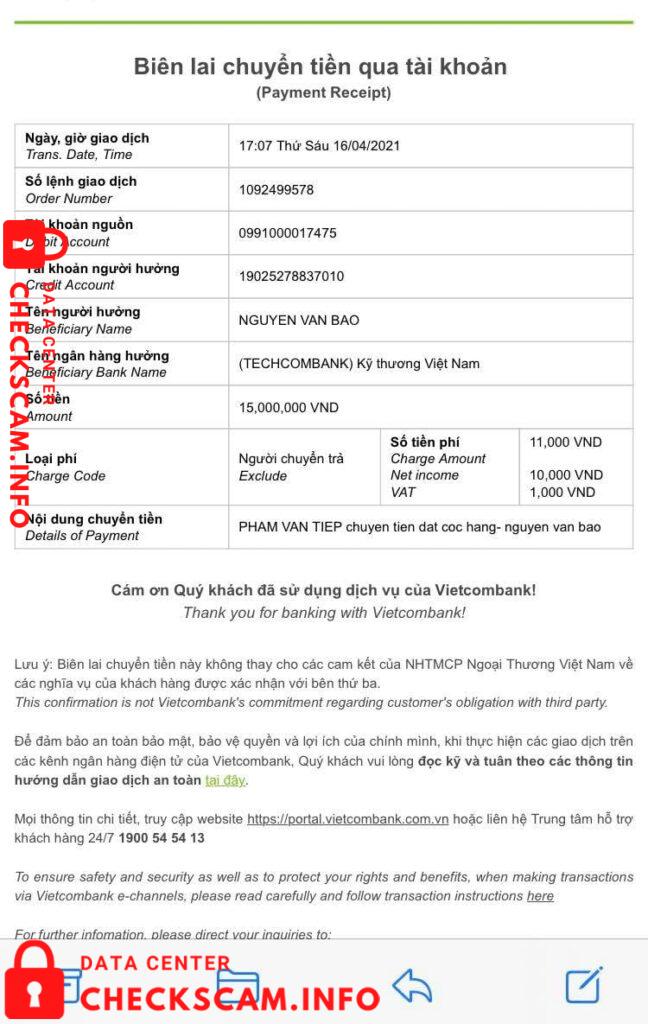 Evidence against Nguyen Van Bao