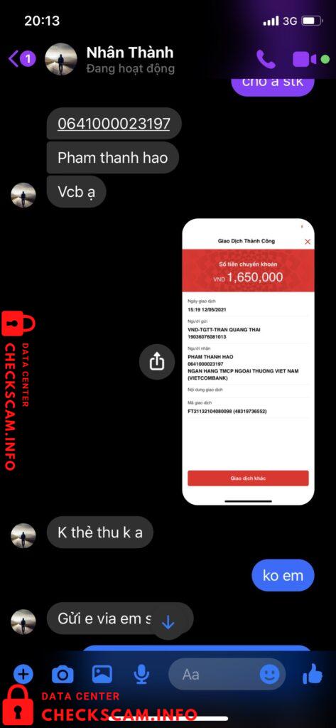 Evidence against Pham Thanh Hao