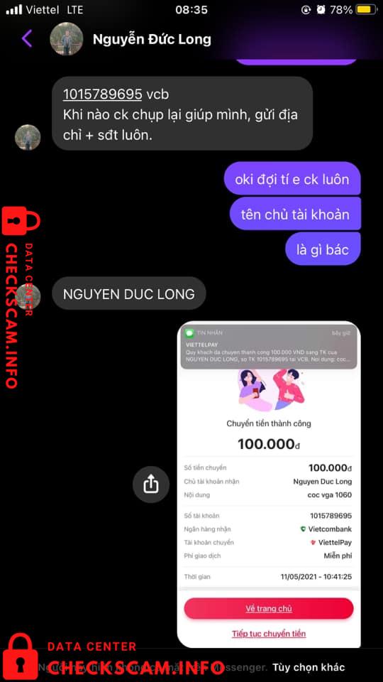 Evidence against Nguyen Duc Long