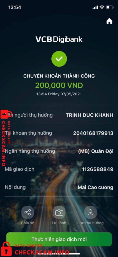 Evidence against Trinh Duc Khanh