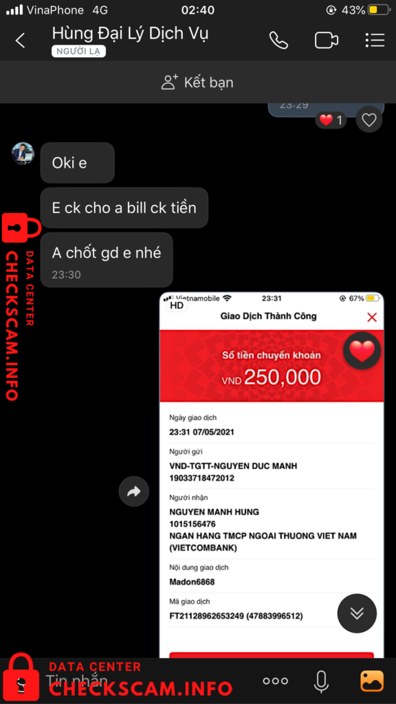 Evidence against Nguyễn Mạnh Hùng