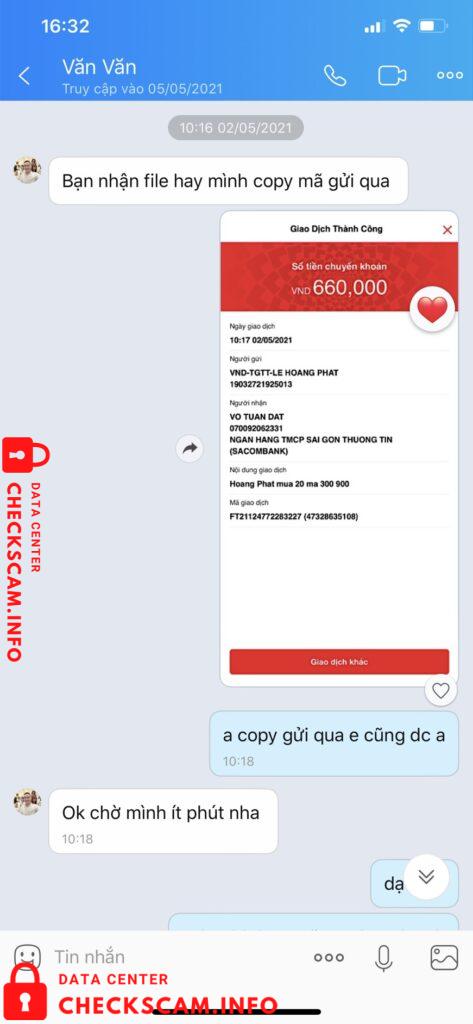 Evidence against Vo Tuan Dat
