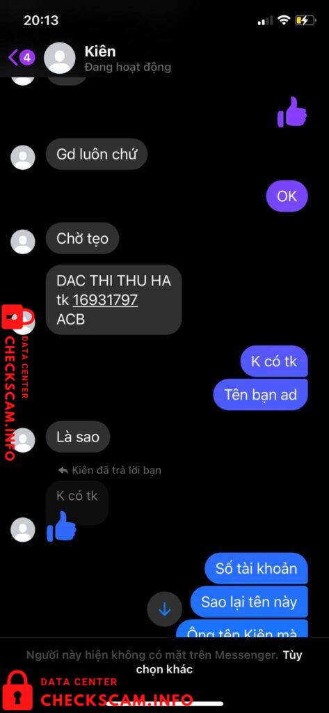 Evidence against Dac Thi Thu Ha
