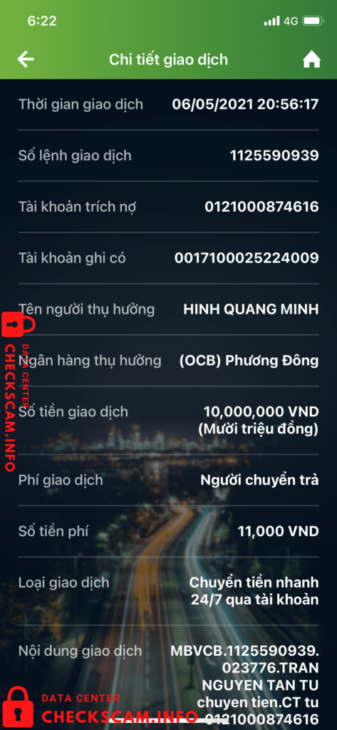 Evidence against Hinh Quang Minh