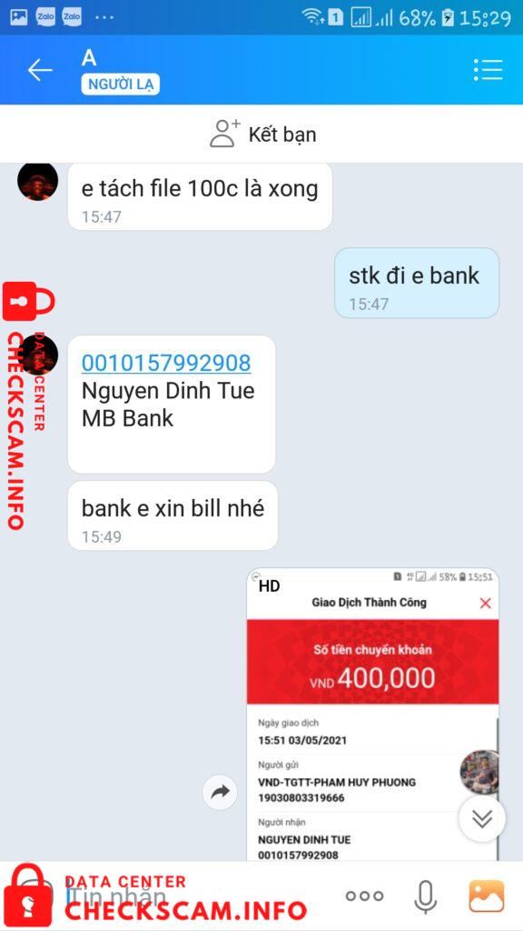 Evidence against Nguyen Dinh Tue