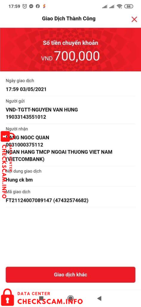 Evidence against Dang Ngoc Quan