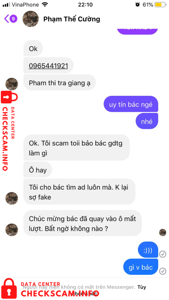 Evidence against Phạm Thị Trà Giang