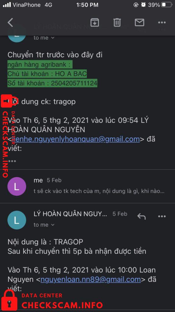 Evidence against Ho A Bac