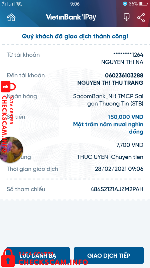 Evidence against Nguyễn Thị Thu Trang