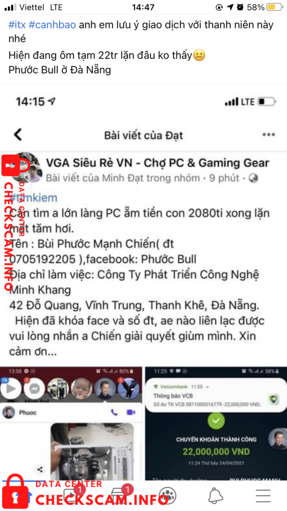 Evidence against Bui Phuoc Manh Chien