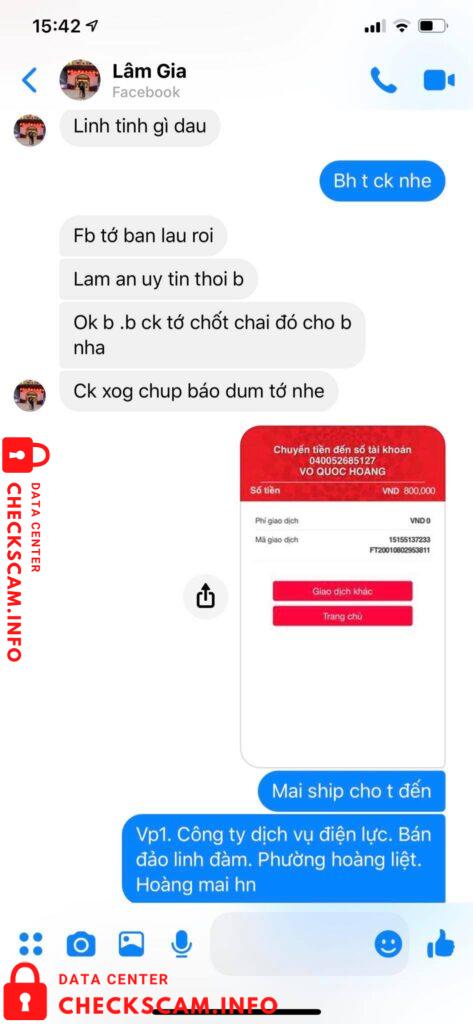 Evidence against Vo Quoc Hoang
