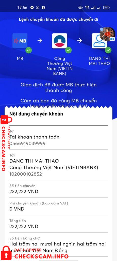 Доказательства против Dang Thi Mai thao