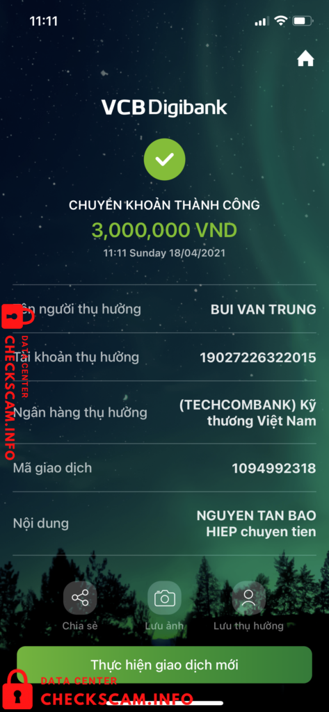 Доказательства против Bui Van Trung