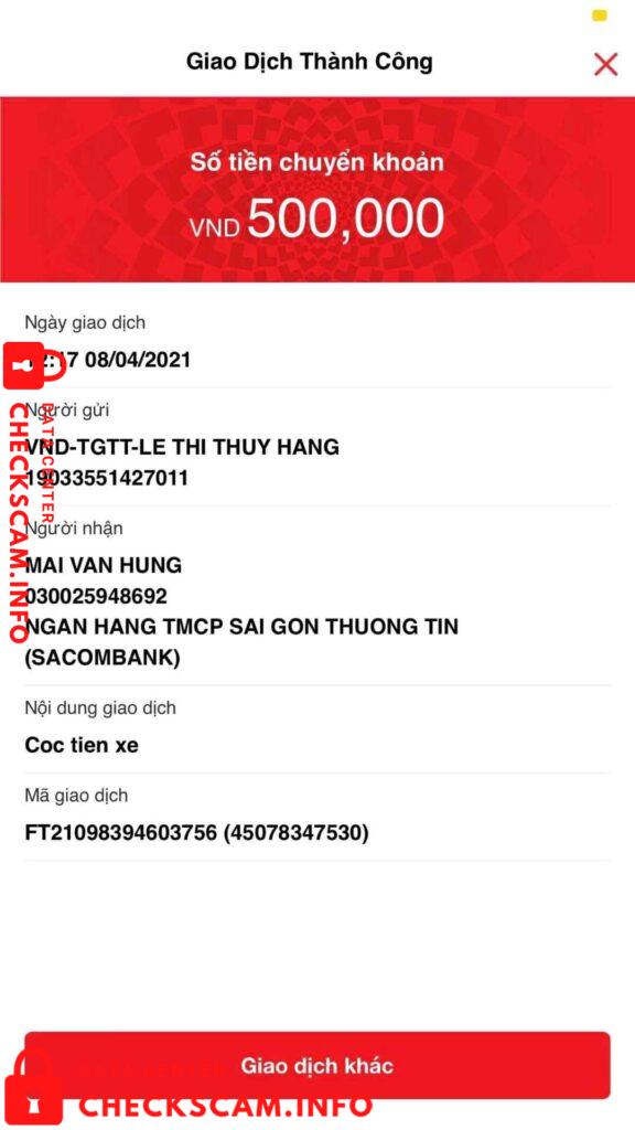 Доказательства против Mai Huy Binh
