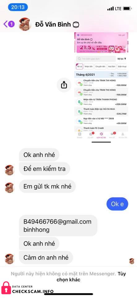 Bukti melawan Tran Thi Hong