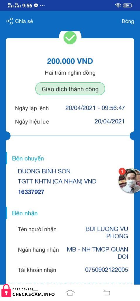 Αποδεικτικά στοιχεία κατά Bui Luong Vu Phong