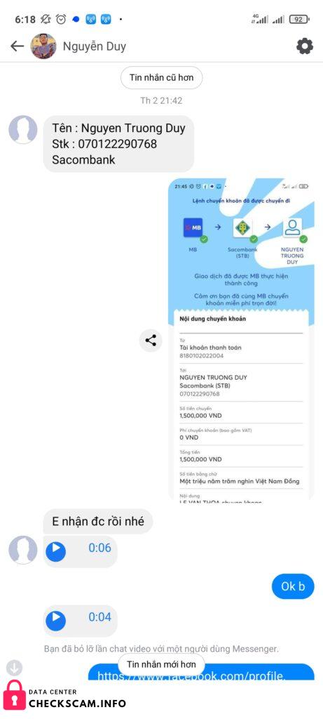 Αποδεικτικά στοιχεία κατά Nguyen Truong Duy