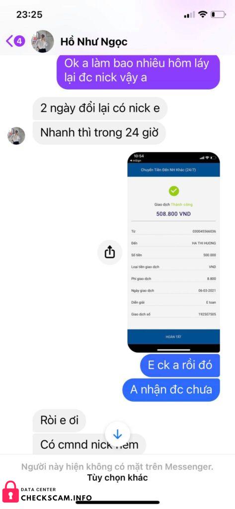 Αποδεικτικά στοιχεία κατά Ha Thi Huong