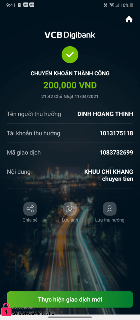 Αποδεικτικά στοιχεία κατά Dinh Hoang Thinh