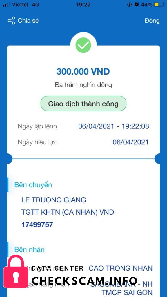 Αποδεικτικά στοιχεία κατά Cao Trong Nhan