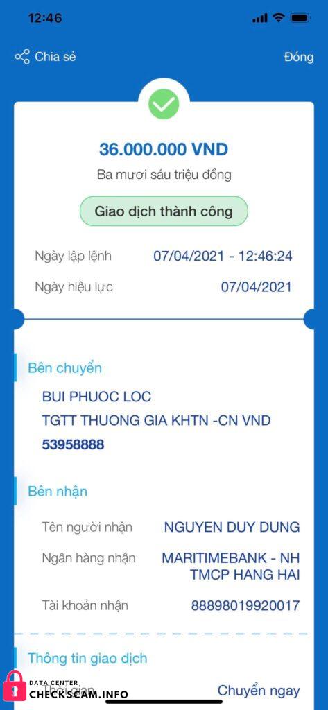 Αποδεικτικά στοιχεία κατά Nguyễn Duy Dũng