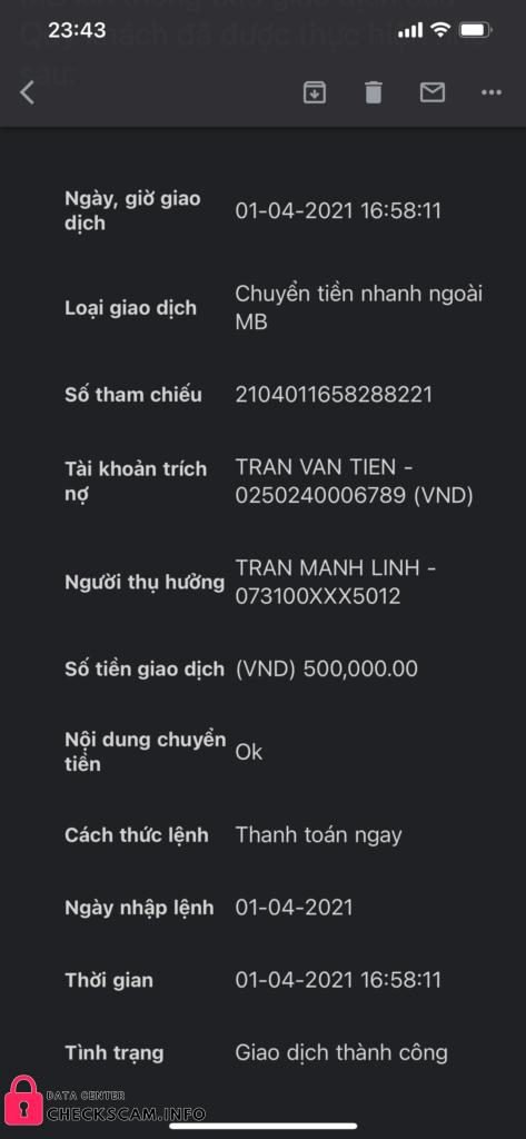 Αποδεικτικά στοιχεία κατά Trần Mạnh Linh