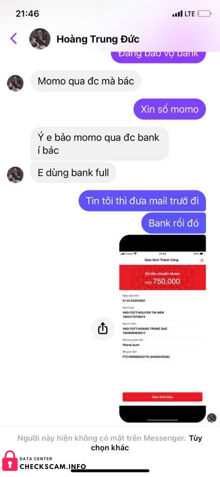 Αποδεικτικά στοιχεία κατά Hoàng Trung Đức