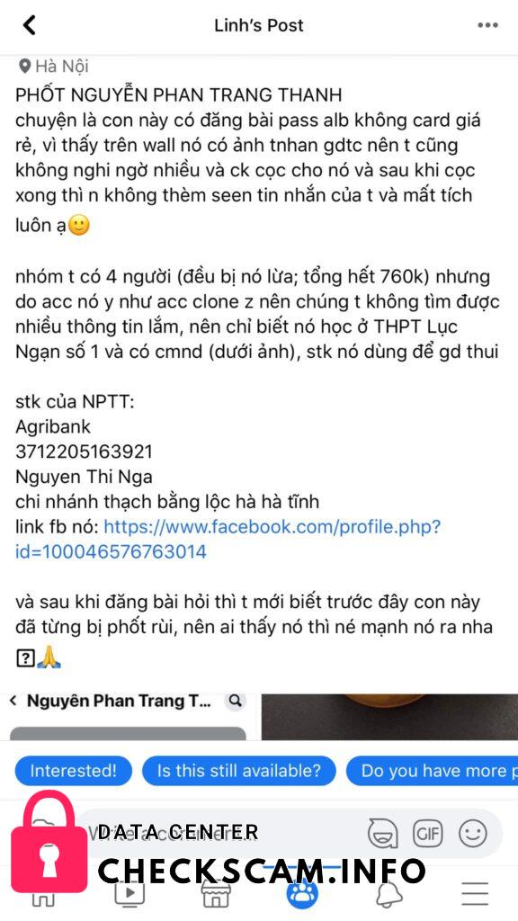 対する証拠 Nguyen Thi Nga