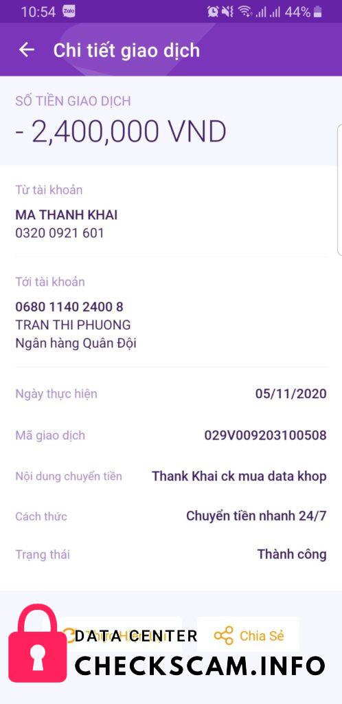 Evidencia contra Trần Thị Phương