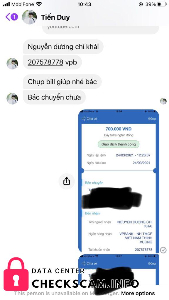 Evidencia contra Nguyễn Dương Chí Khải