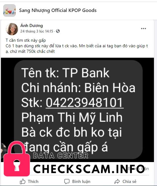 Evidencia contra Phạm Thị Mỹ Linh