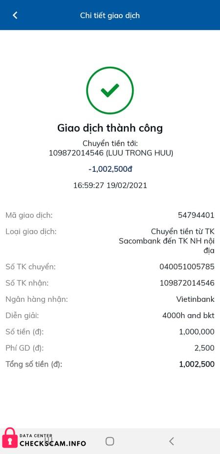 หลักฐานที่เป็นโทษต่อ Lưu Trọng Hữu