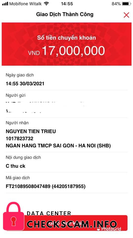 หลักฐานที่เป็นโทษต่อ Nguyen Tien Trieu