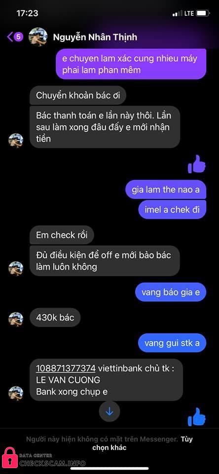 หลักฐานที่เป็นโทษต่อ Le Van Cuong