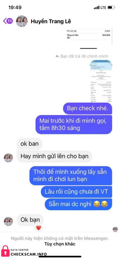 Evidencia contra Lê Huyền Trang