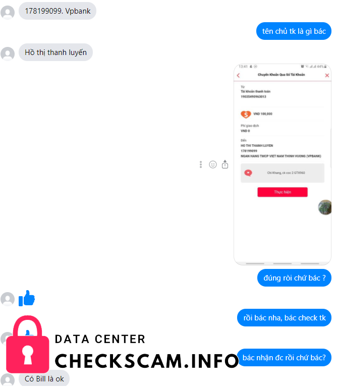 Evidencia contra Hồ Thị Thanh Luyến