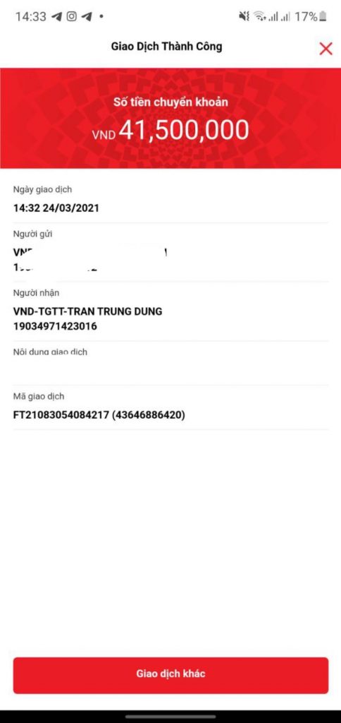 Evidencia contra Trần Trung Dũng