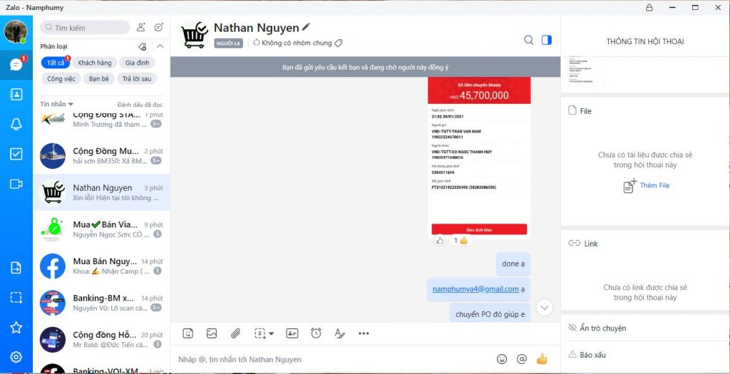 Evidencia contra Do Ngọc Thanh Huy
