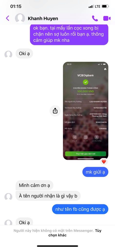 Evidencia contra Luu Khanh Huyen