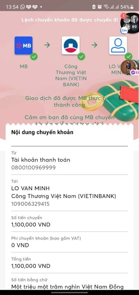 Evidencia contra Lỗ Văn Minh