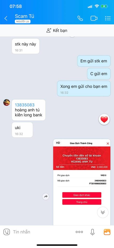 หลักฐานที่เป็นโทษต่อ Hoàng Anh Tú